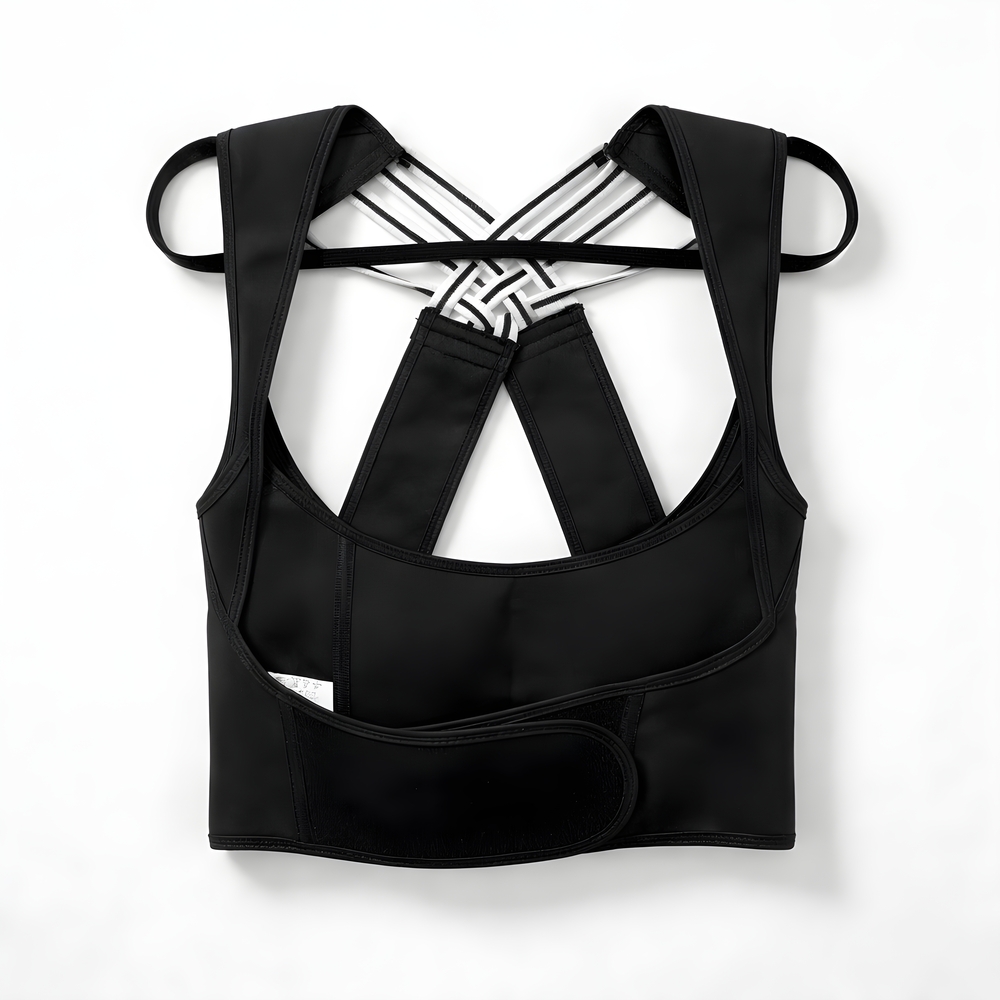 Sleek Black Strappy Shapewear Top Size M Medium